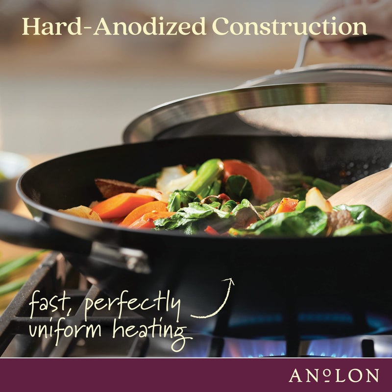 Anolon Advanced Home Hard-Anodized Nonstick Open Stock Cookware- Woks (14-Inch Covered Wok, Onyx) - Image 3